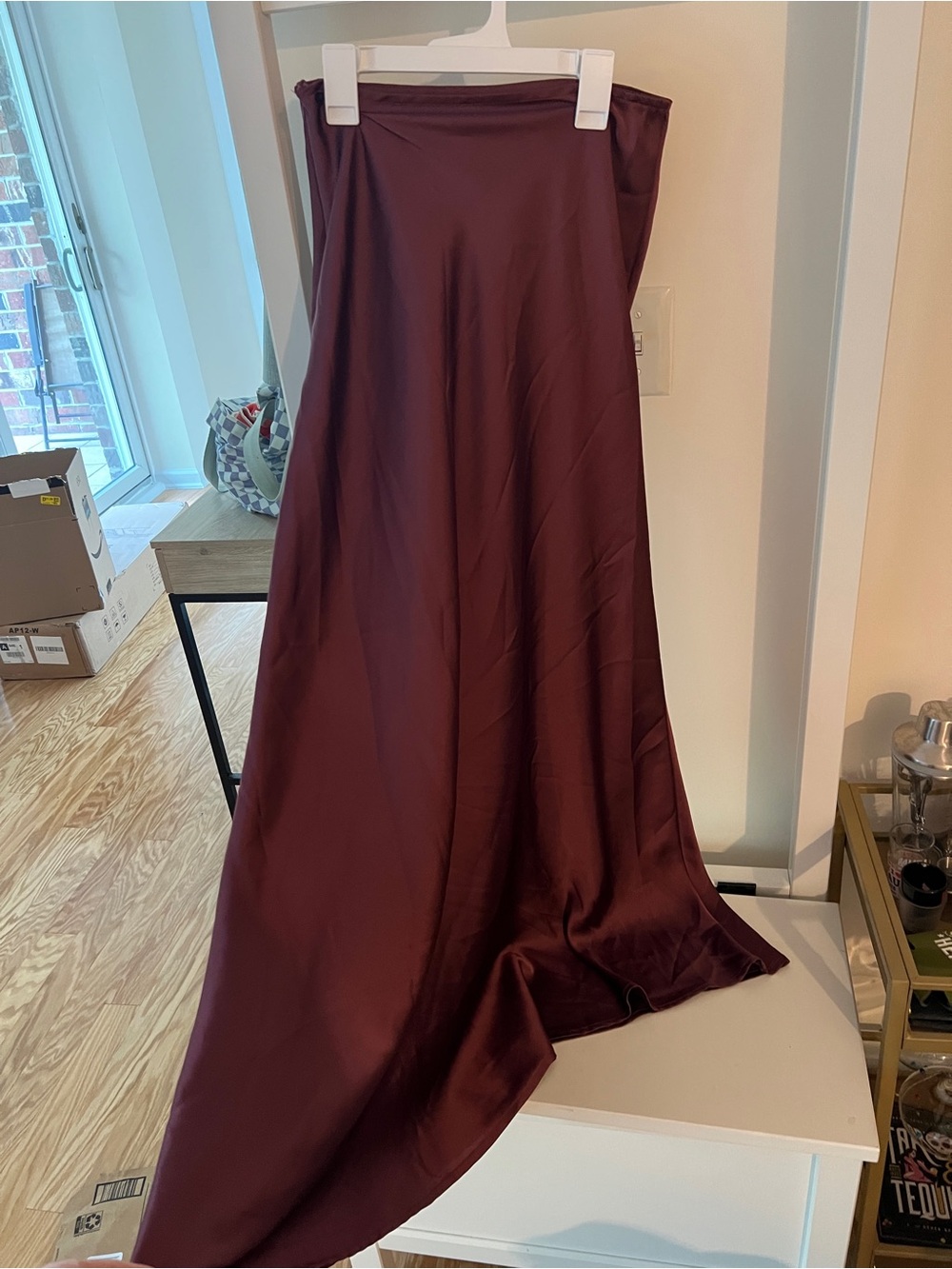 Burgundy floor length Maxi Skirt
